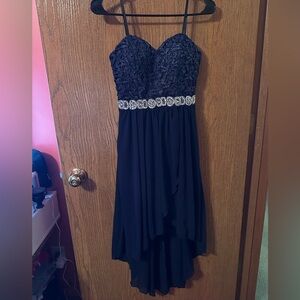 City Studio Navy Blue Party Dress with Embellished Waist